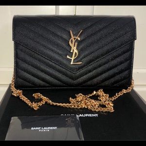 Saint Laurent Monogrammed Grain de Poudre Wallet